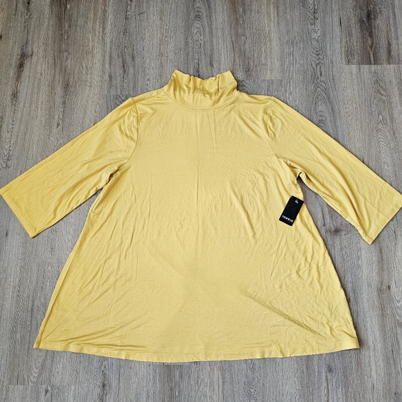 NWT Torrid Mustard Long Sleeve Super Soft Turtleneck Swing Tee T-shirt - Picture 3 of 8